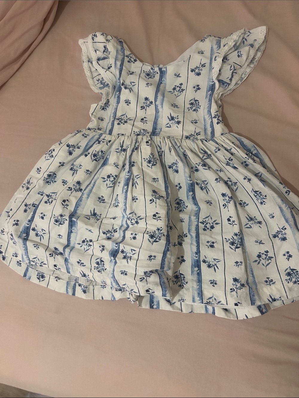 BearPaw Blue & White Floral Stripe Sundress for Girls